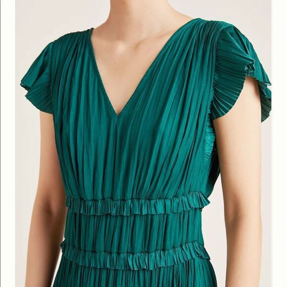 NWT Anthropologie Sereia Pleated Midi Dress Black XS #173 - Picture 3 of 6